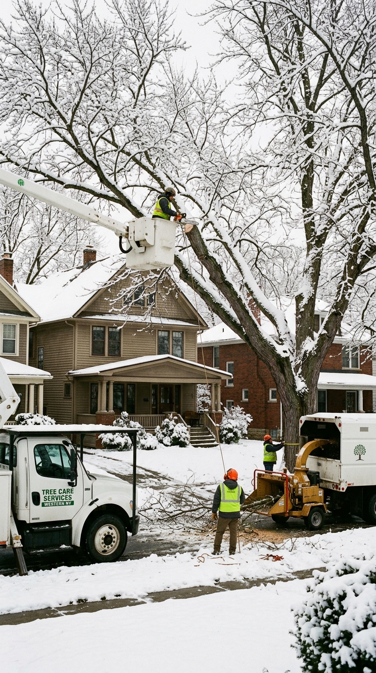 Tree care crew working on a Western New York property